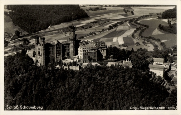 Postcard Schaumburg Rinteln on the Weser, Schaumburg Castle, castle, aerial photograph
