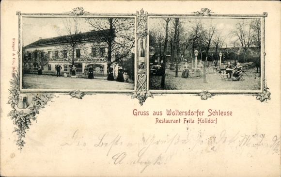 Ak Woltersdorf bei Berlin, Woltersdorfer Schleuse, Restaurant Fritz Holldorf