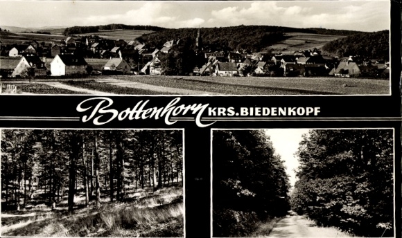 Postcard Bottenhorn Bad Endbach Hesse, landscape with houses, forest, road, town Bottenhorn