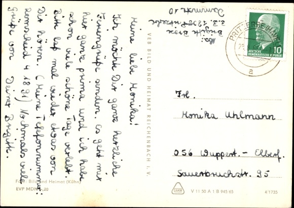 Postcard Pritzerbe on the Havel, ferry, Havel Bridge, Polytechnic High School Johann Wolfgang von Goethe