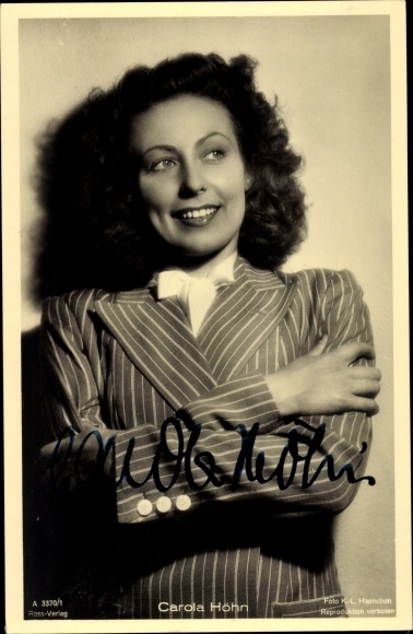 Postcard actress Carola Höhn, portrait, Ross 3370/1, autograph