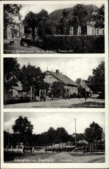 Ak Altengörs Neuengörs in Schleswig Holstein, Geschäftshaus von H. Holdorf, Schule, Dorfplatz