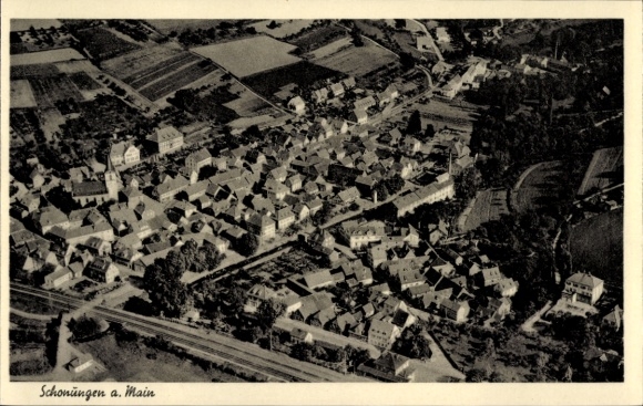 Postcard Schonungen am Main Lower Franconia, aerial photograph