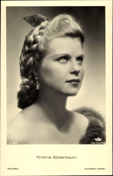 Postcard actress Kristina Söderbaum, portrait with braided hairstyle