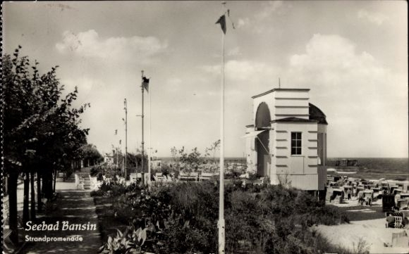 Postcard Ostseebad Bansin on Usedom, beach promenade