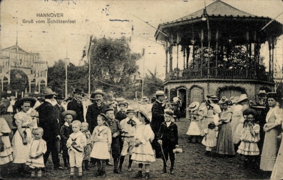 Postcard Hannover, Schützenfest, visitors, children