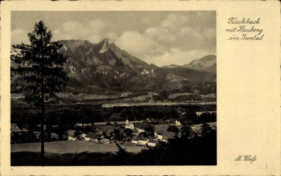 Postcard Fischbach Flintsbach am Inn Upper Bavaria, Panorama, Heuberg