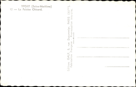 Postcard Yport Seine Maritime, La Falaise Chicard