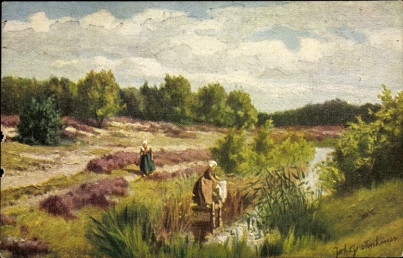 Artist Postcard Gerstenhauer, JG, Dutch motif, heath landscape