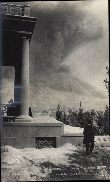 Postcard Campania, Vesuvius Eruption 1906, view from the Observatory, Vulkanausbruch