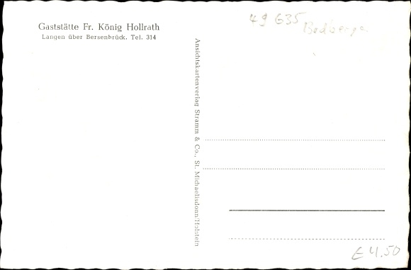 Postcard Langen Badbergen in the Artland, restaurant Fr. king Hollrath