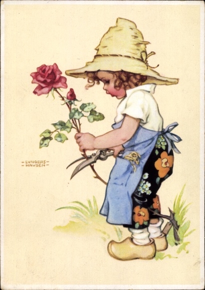 Artist PC Lungershausen, Ilse Wende, girl with a rose