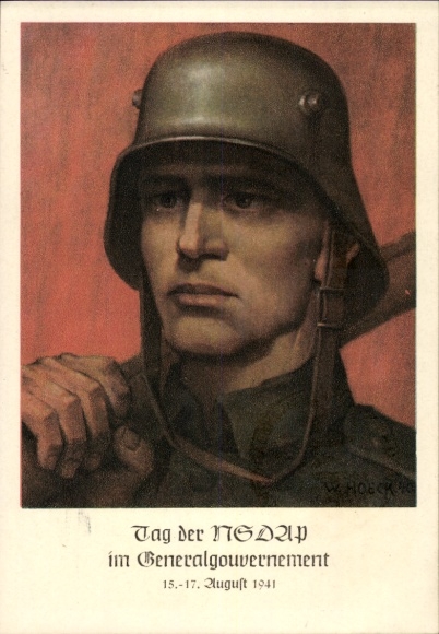 Artist Postcard Hoeck, W., Krakow, Day of the NSDAP in the General Government 1941, Wehrmacht soldier