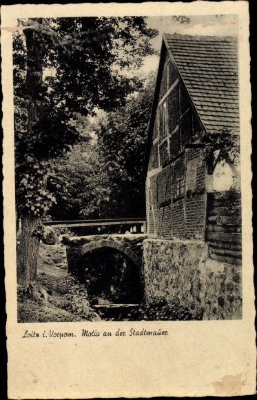 Postcard Loitz in Western Pomerania, city wall