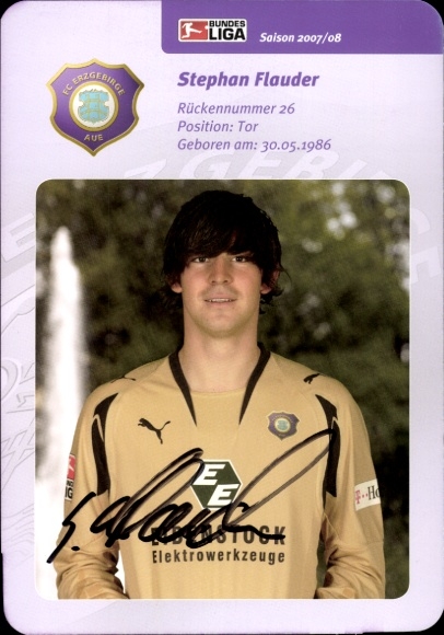 Autogrammkarte Fußballer Stephan Flauder, FC Erzgebirge Aue, Autogramm