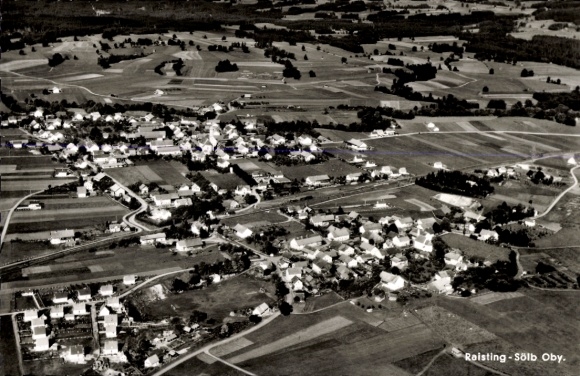 Postcard Raisting Upper Bavaria, aerial photograph