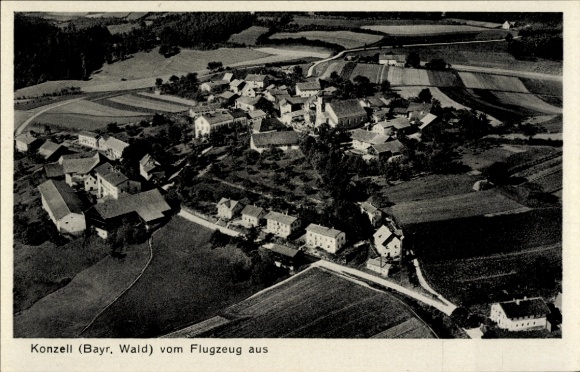 Postcard Konzell in Lower Bavaria, aerial photograph