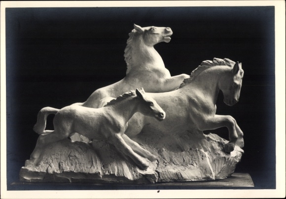 Postcard sculpture by Prof. Hans Haffenrichter, Three Horses