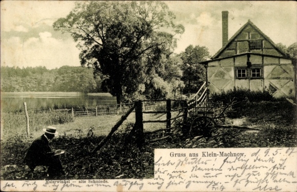 Postcard Kleinmachnow in Brandenburg, painter's corner, old blacksmith's shop