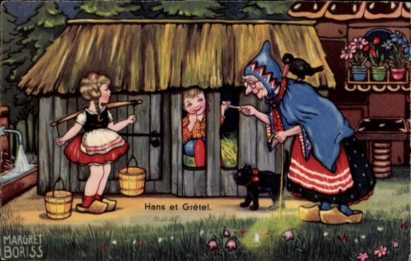 Artist PC Boriss, M., Hans en Grietje, Hansel and Gretel, witch, cat