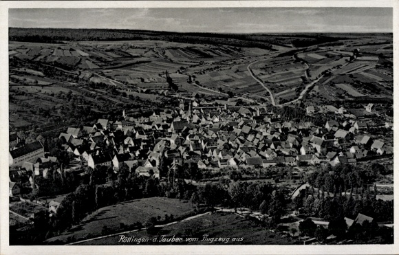 Postcard Röttingen an der Tauber Lower Franconia, aerial view of rural surroundings, r style