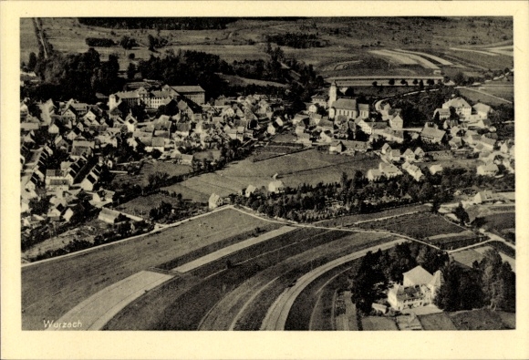 Postcard Bad Wurzach in Upper Swabia, aerial photograph