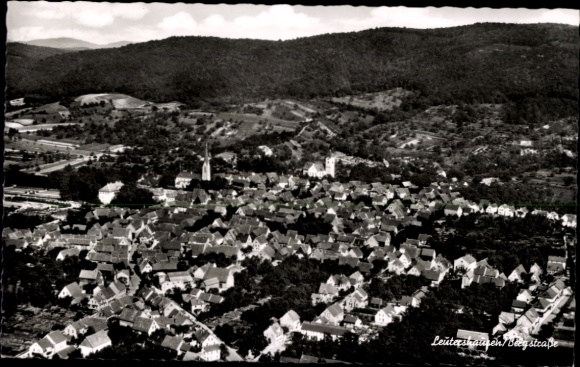 Postcard Leutershausen Hirschberg an der Bergstraße, aerial view of Leutershausen, dense houses, Ber
