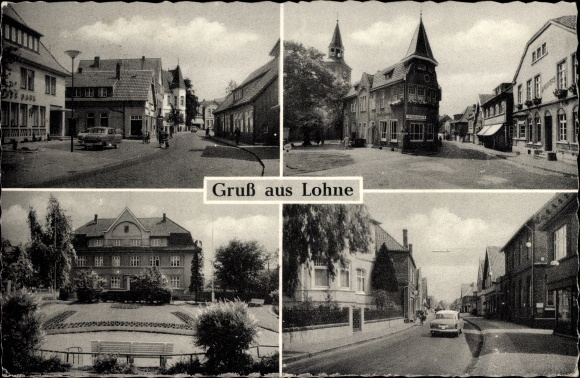 Ak Lohne in Oldenburg, Kirche, Teilansichten, Straße
