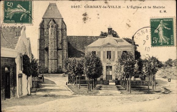 Ak Cernay la Ville Yvelines, Kirche, la Mairie