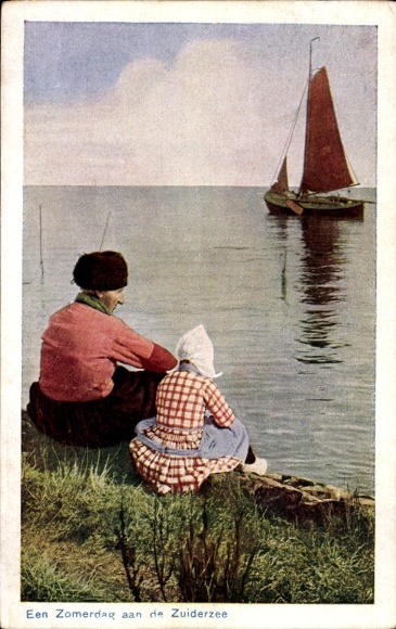 Ak Een Zomerdag aan de Zuiderzee, Niederländische Trachten, Segelboot