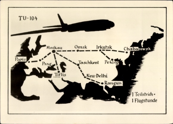 Passenger aircraft Tupolev Tu 104, range, Soviet Union, VI World Festival of Youth 1957