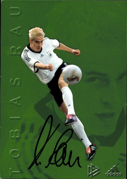 Autograph card footballer Tobias Rau, German national team, autograph