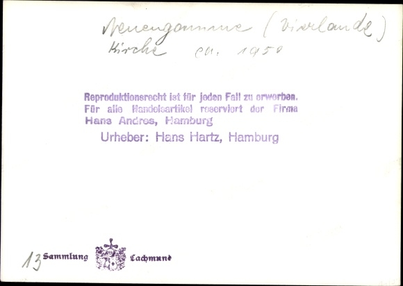 Photo Hamburg Bergedorf Neuengamme, church, 1950