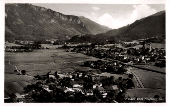 Postcard Aschau im Chiemgau Upper Bavaria, aerial photograph