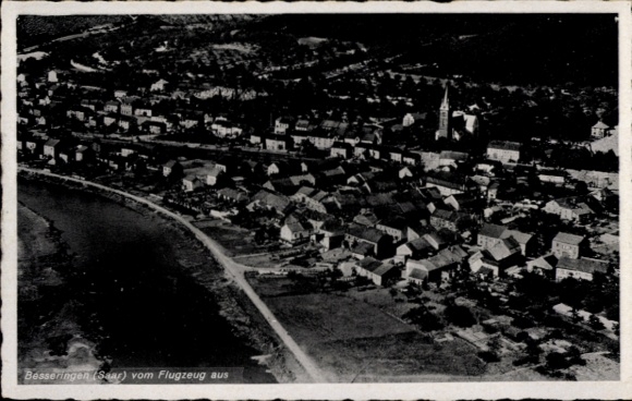 Postcard Besseringen Merzig Saar, aerial photograph