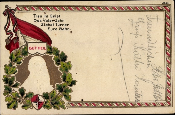 Präge Passepartout Litho Turnvater Jahn, Treu im Geist, Bruno Bürger 3665