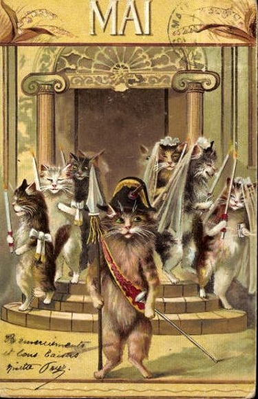Set of 12 Artist AK Cats, Months, French Series