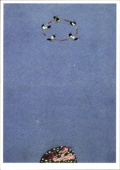 Postwaardestukken kunstenaarskaart Cozacu, Joan, jokers, X kunsttentoonstelling van de DDR in 1987, ooievaars