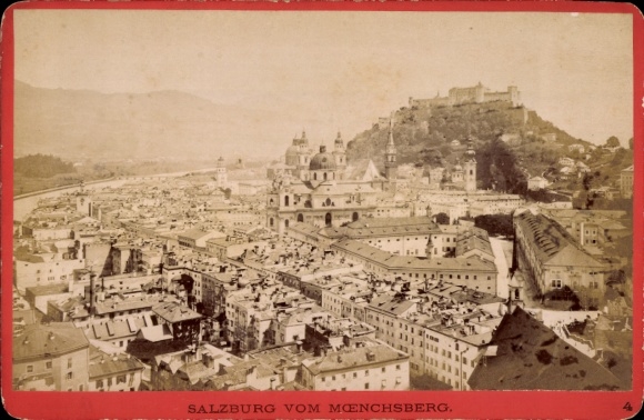 Cabinet Photo Salzburg in Austria, city view from Mönchsberg