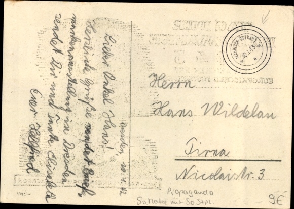 Artist PC Day of the Stamp 1943, post rider, KdF collector groups Gau Saxony
