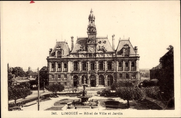 Obraz Limoges Haute Vienne, Hôtel de Ville, ogród, rynek, fontanna, architektura