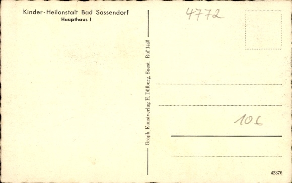 Postcard Bad Sassendorf in Westphalia, children's hospital, main building I