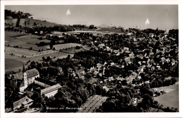 Ak Dießen am Ammersee Oberbayern, Fliegeraufnahme
