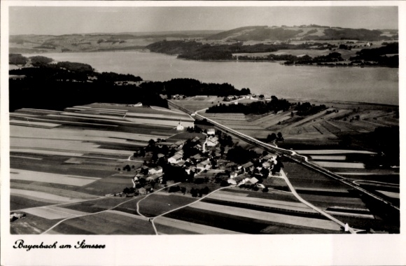 Postcard Bayerbach am Simsee Baierbach Stephanskirchen Upper Bavaria, aerial photograph