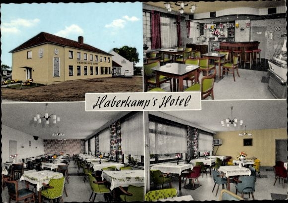 Postcard Uphausen Achim, Haberkamps Hotel, owner Wilking Böhmermann, interior views
