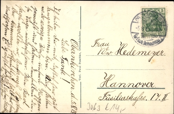 Postcard Obernkirchen in the Schaumburg district, view of the city with the railway line