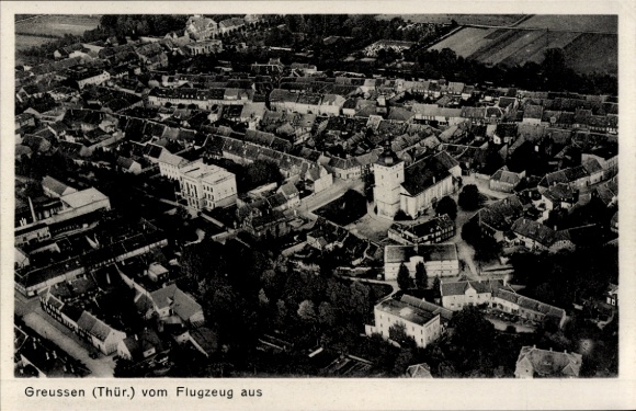 Ak Greußen in Thüringen, Fliegeraufnahme