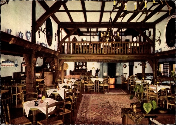 Postcard Ascheberg Westfalen, Hotel Cafe Hubertus, interior view