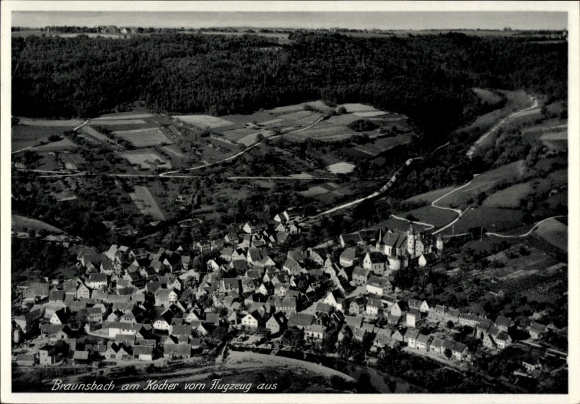 Ak Braunsbach in der Region Hohenlohe, Fliegeraufnahme