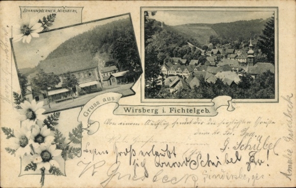 Postcard Wirsberg in the Fichtelgebirge, general view, church